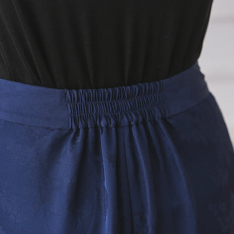 VOA тяжелый шелк жаккард широкие брюки женские плюс размер свободные 5XL хит цвет