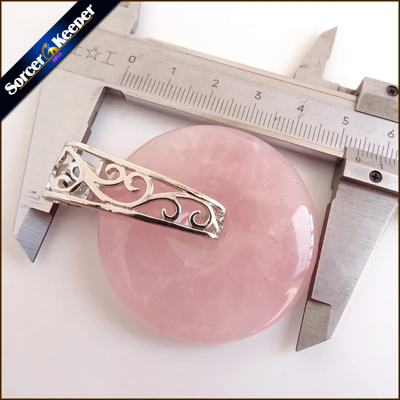 45~ 50 мм Мода Bijoux круглый пончик Роза Quartzs ювелирные изделия натуральный камень пинг Пряжка Colares кулон ожерелье для женщин мужчин подарок RQ001
