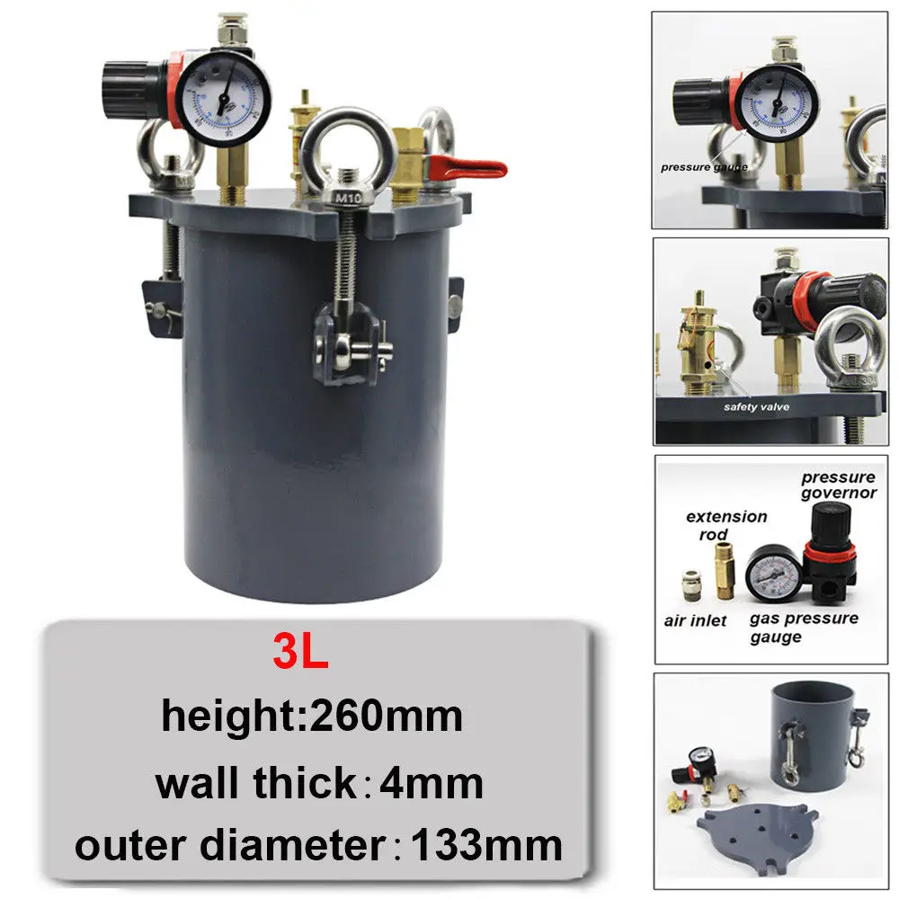 3 L Litres 1L-20L углеродистая сталь давление горшок Клей Диспенсер машина w/манометр воздуха для клея краски медицинские принадлежности хранения - Цвет: 3 L Litres