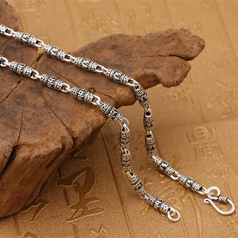 55g 100% 925 Sterling Silver Jewelry Choker Necklace 5MM Chain Men&ampWomen Gift Thai Mantra Charms Long &amp Pendant | Украшения и