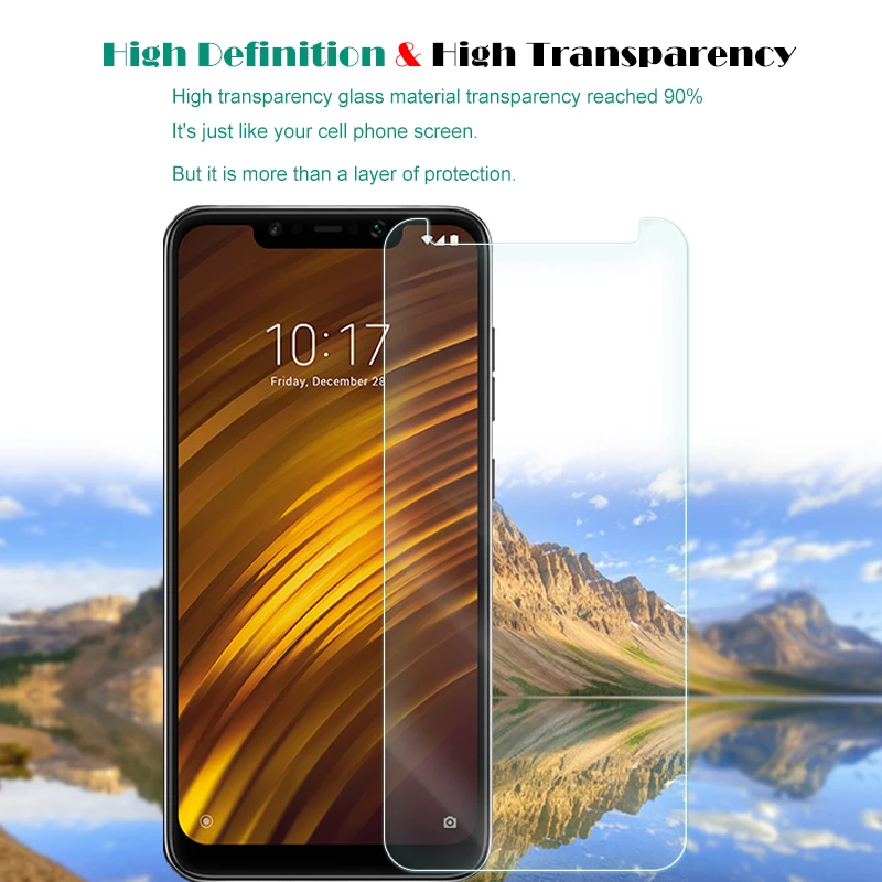 2 шт Премиум Закаленное стекло для Xiaomi POCOPHONE F1 защита экрана прозрачная закаленная защитная Пленка чехол для POCOPHONE F1 стекло