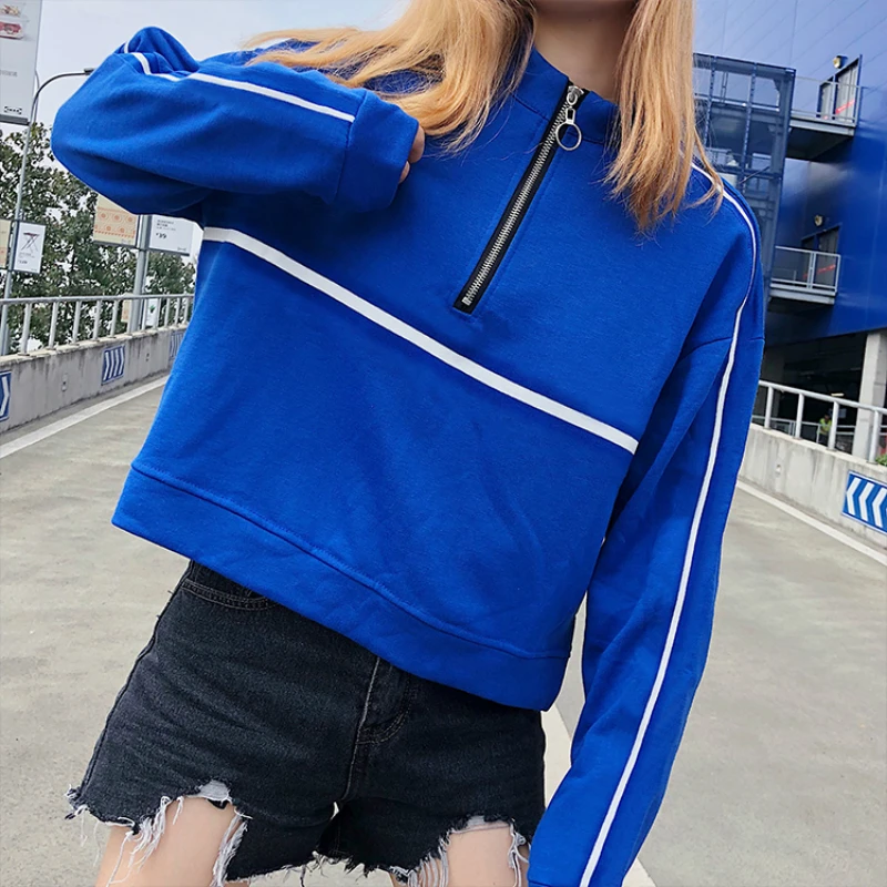 Harajuku модные Волшебный цвет кольцо молния Для женщин толстовки с длинным рукавом