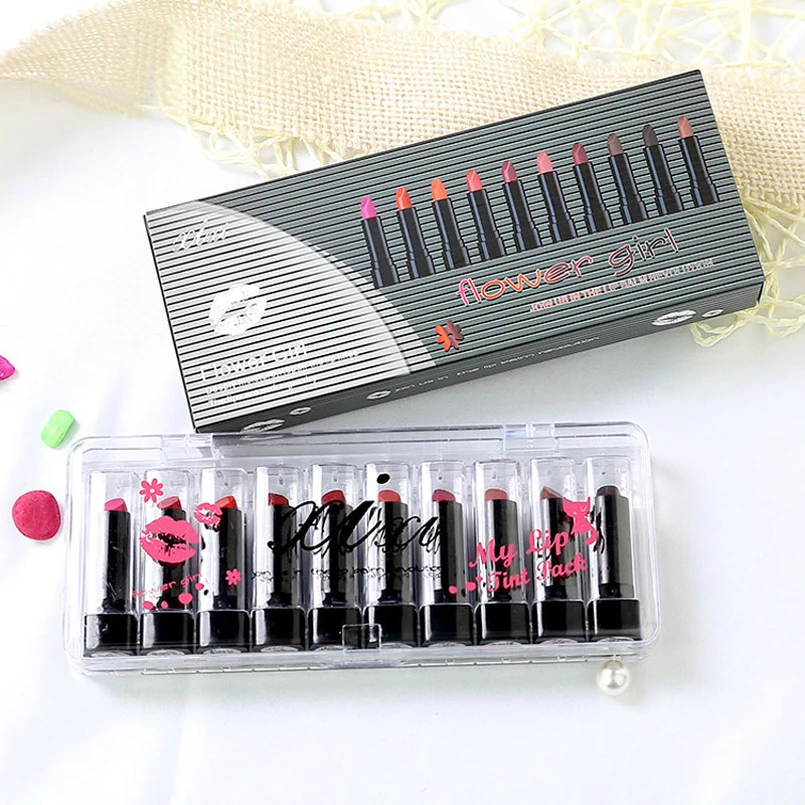 10 Шт./компл. Матовая Помада Для Мэтта Губы Водонепроницаемый Sitck набор Помады