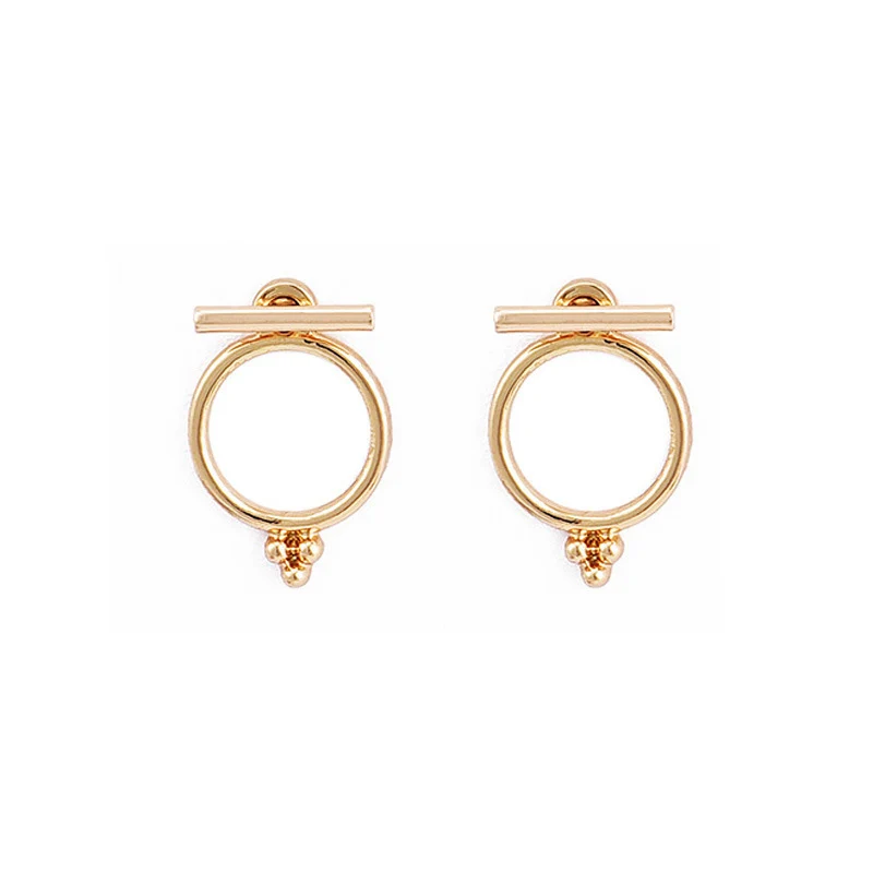 

2018 New Arrival 1Pair Unique Beautiful Flower Graceful Round Girls Circle Women Golden Korean Back Wedding Stud Earring