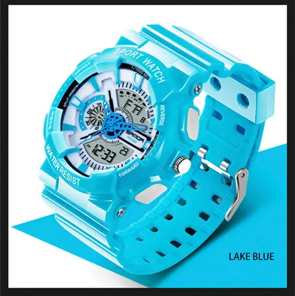 sky blue SANDA Модные мужские цифровые часы S Shock аналоговые кварцевые мужские наручные часы светодиодный военные водонепроницаемые мужские часы Relogio Masculino - Цвет: sky blue