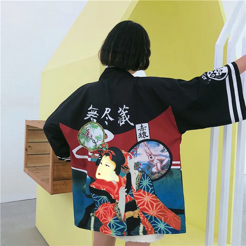 Fashion Harajuku Style Women Shirt Summer Loose Thin Embroidery Print Cardigan Retro Wild Chiffon Sunscreen Clothing Jacket C235 |