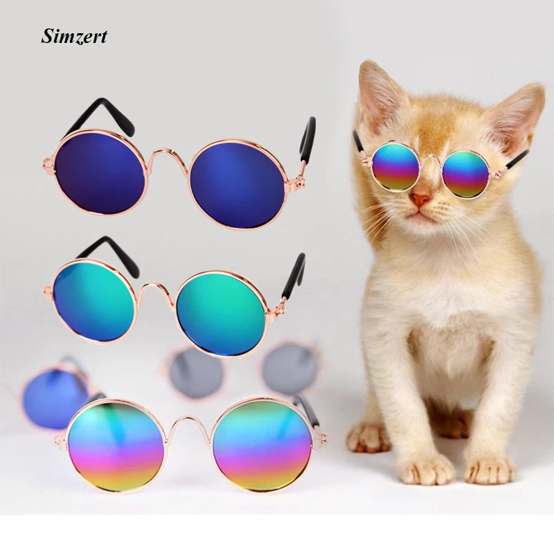 Simzert Солнцезащитные очки Cat металлические для собак Тедди личность забавные