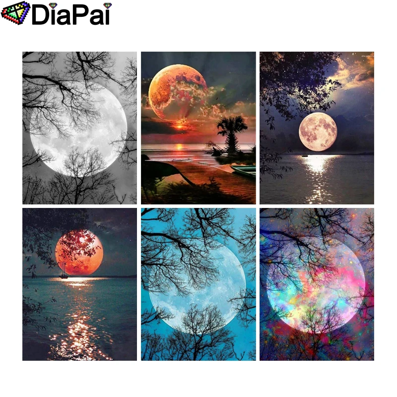 

DIAPAI 5D DIY Diamond Painting 100% Full Square/Round Drill "Moon scenery" 3D Embroidery Cross Stitch Home Decor