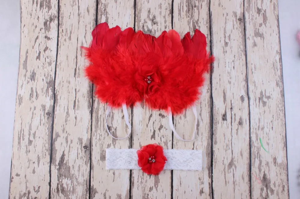 Кружевная повязка на голову с крыльями ангела перьями цветком жемчугом для