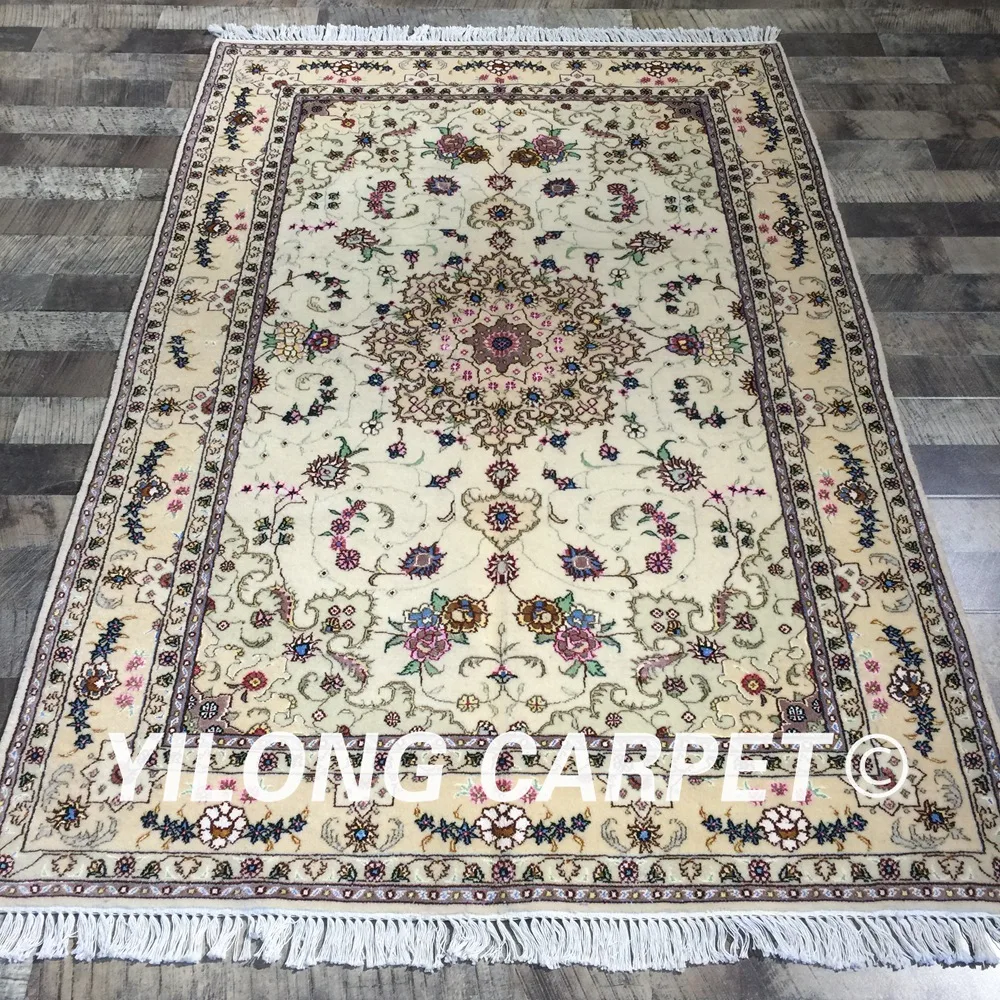 Yilong 4 'x 6' Красочные цветы ручной работы персидский шерстяной шелковый ковер