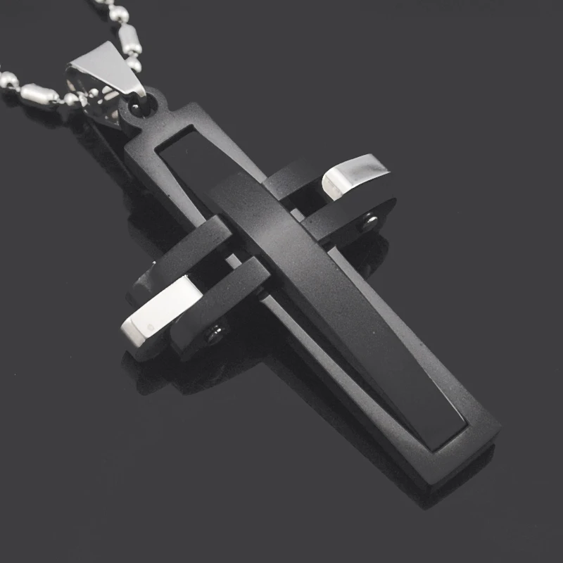 

ATGO Black Cross 2019 New HOT SALE Fashion Jewelry Charm chain Women's/Men's Stainless steel Necklaces For Boys And Girls Lover