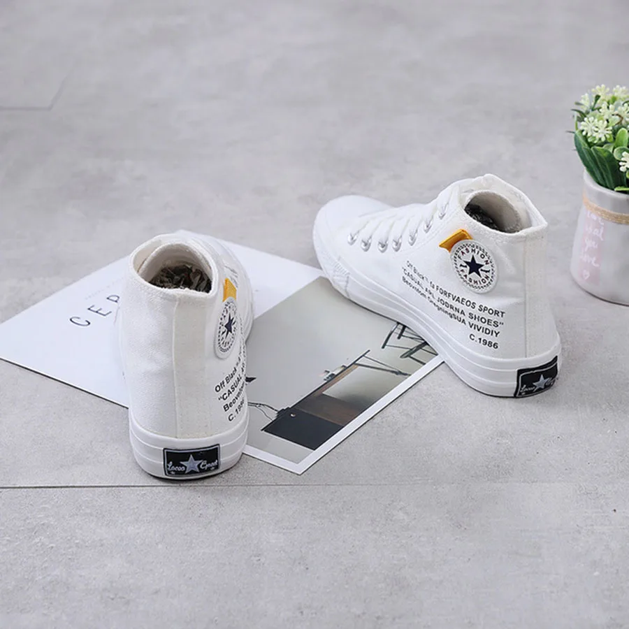 Новая Осенняя парусиновая обувь с высоким берцем для мужчин и женщин трендовая