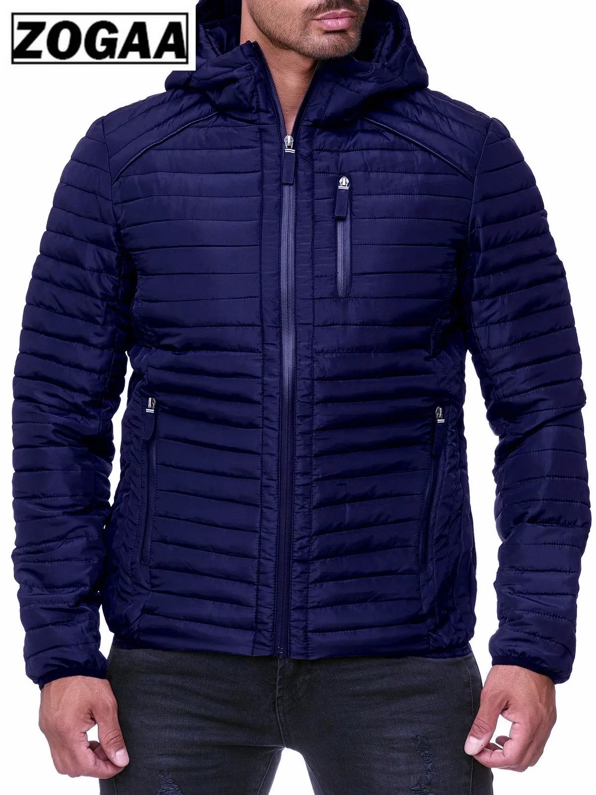 Мужская куртка ZOGAA на молнии с воротником стойкой теплая зимняя 2019|Мужские парки|