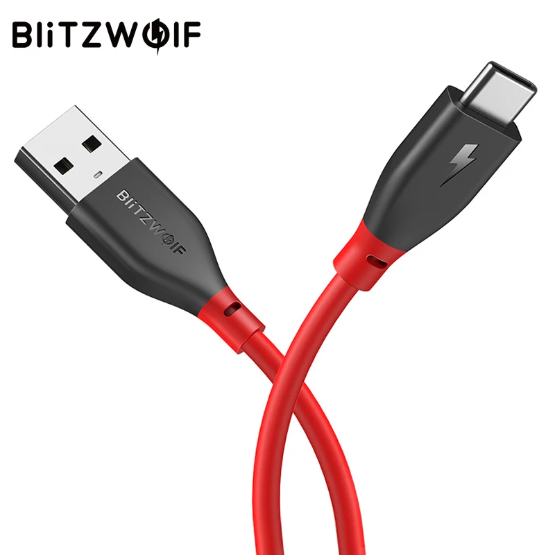 Кабель USB Type-C BlitzWolf 3A кабель для быстрой зарядки типа C передачи данных AmpCore 1 м 30 см