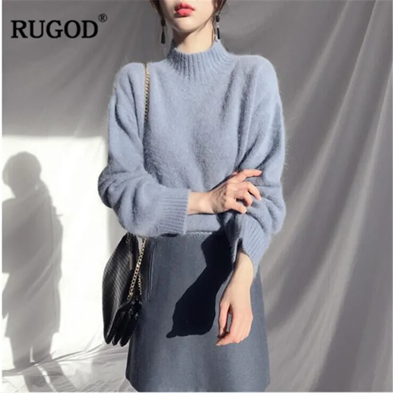 RUGOD Vintage Fashion Slim Women Sweaters Solid Turtleneck Casual Pullovers Knitted Winter Clothes pull femme hiver 2020 | Женская