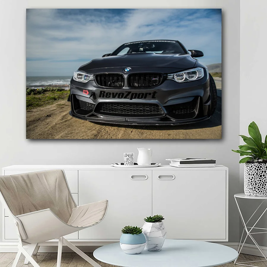 Постер с изображением суперспортивного автомобиля черного цвета B M W M4 для