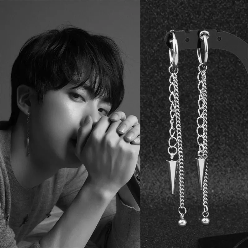 Популярные корейские серьги гвоздики в стиле KPOP Winner Bangtang Boys Jin V 1 шт. Jungkook Suga Jhope