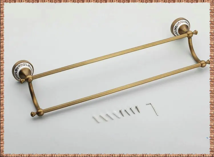 Free shipping Towel rack copper bathroom accessories double fashion antique towel bar /towel holder HJ-1811 | Строительство и