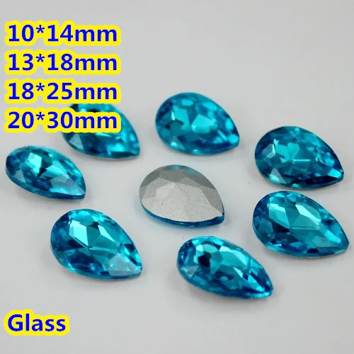 

Aquamarine Pear Teardrop Crystal Fancy Stone Point Back Glass Stone For DIY Jewelry Accessory.10*14mm 13*18mm 18*25mm 20*30mm