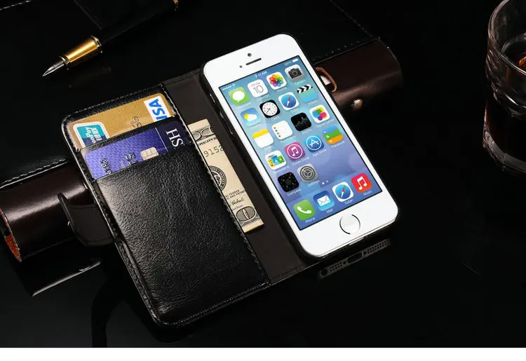 Роскошный кожаный чехол-бумажник с узором Crazy Horse для iPhone5 подставкой полная
