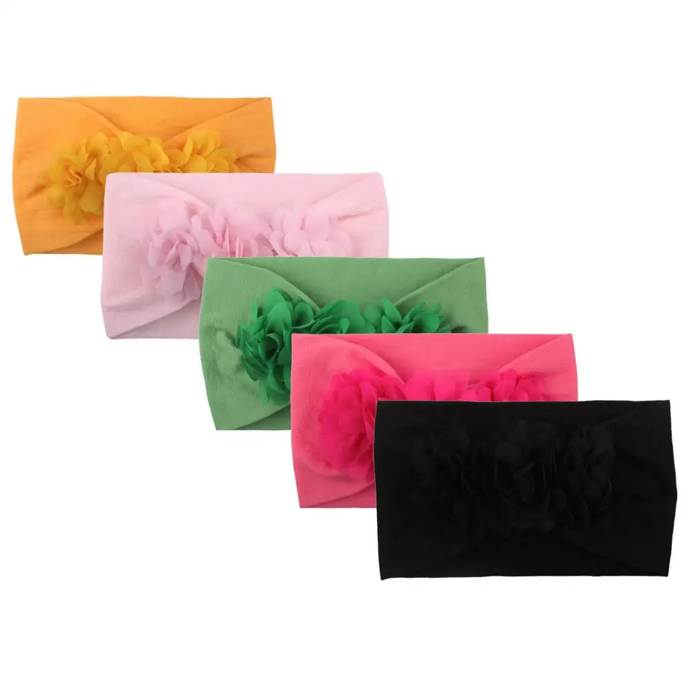 NEW 5pcs/lot Cute Kid Baby Girls Headband Baby Toddler Turban Solid Flower Hair Band bandeau bebe Accessorie