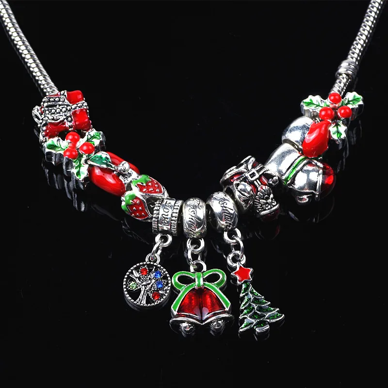 Европейский с серебряным покрытием микс большое отверстие свободные бусы шармы подвески для ювелирных изделий в поисках DIY Nceklace браслет Рождественский подарок 20 шт