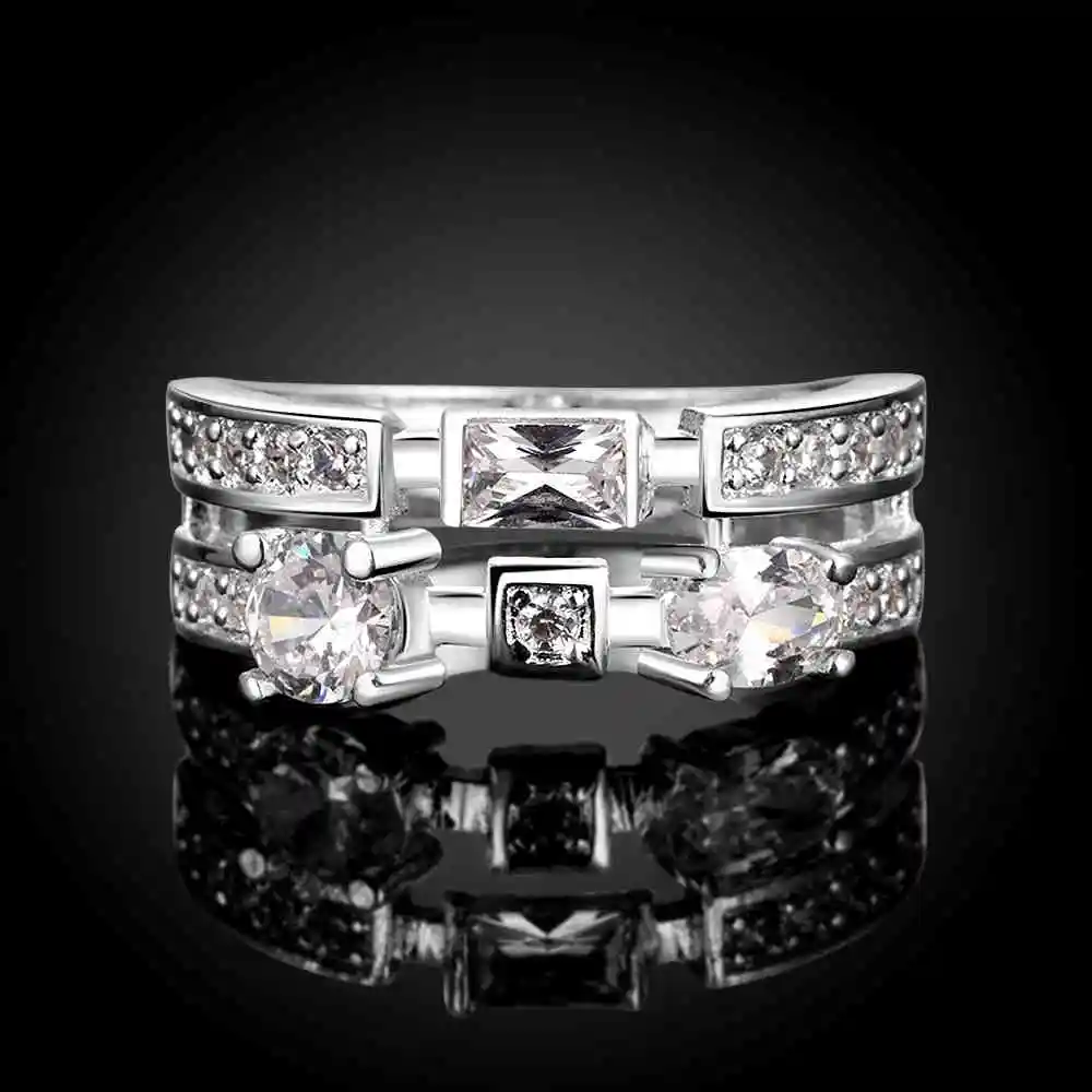 New 2016 silver plated rings Double insets anillos to.us bear oso SMTR692 | Украшения и аксессуары