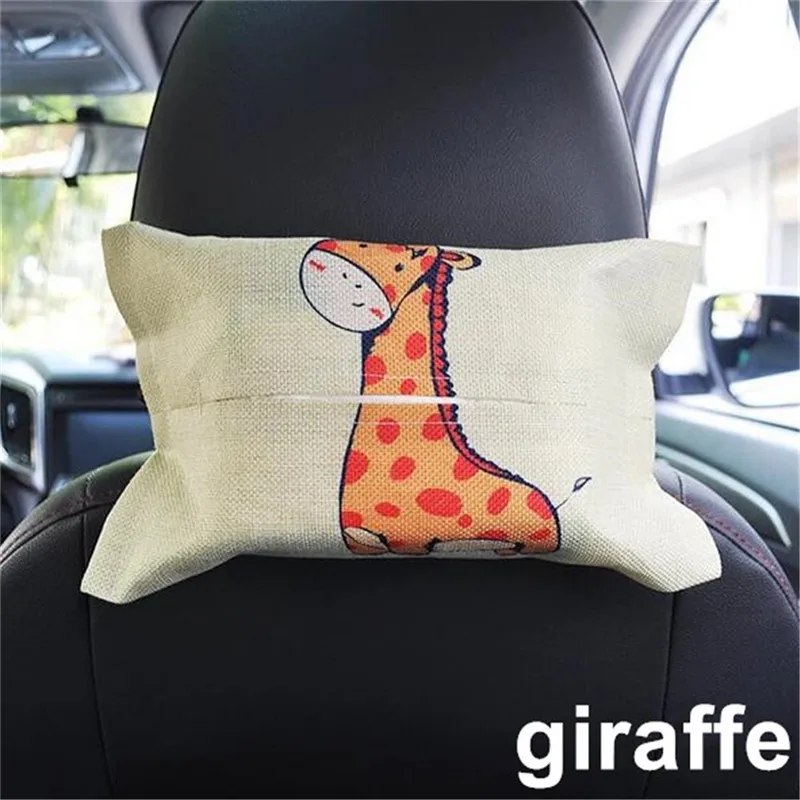 Giraffe Мультяшный автомобильный тканевый чехол Автоматическая спинка для сиденья подвесной держатель для хранения Контейнер для бумажных платков автомобильный козырек полотенце бумажные салфетки сумка держатель - Название цвета: Giraffe