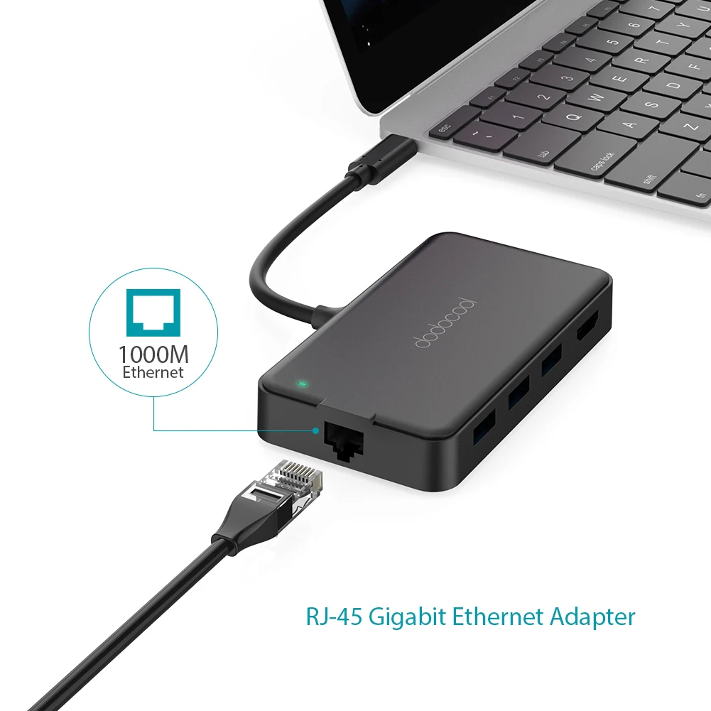 Dodocool USB C концентратор Тип до 3 0 видео в формате 4K HD выходной порт RJ45 Gigabit Ethernet