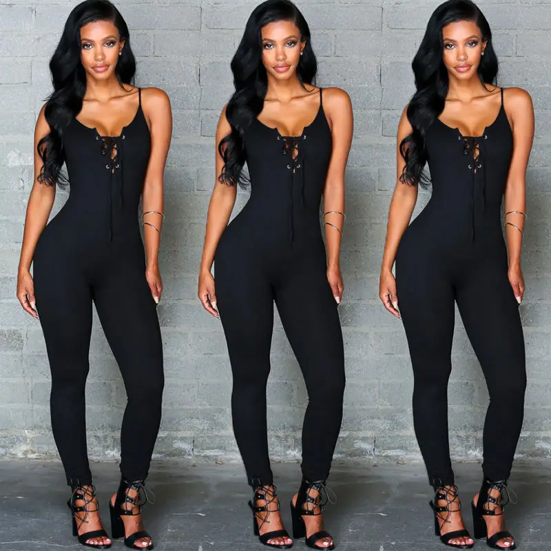 Sexy Halter bodysuit Women elegant Skinny 2017 black jumpsuit romper body overalls playsuit Size S-XL | Женская одежда