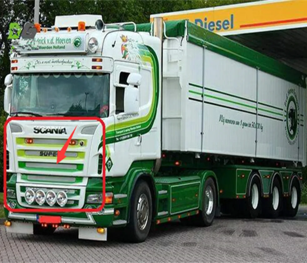 Грузовик прицепа автобуса scania воздухозаборник решетка крышка W/светодиодные фонари для tamiya по супер скидке 1/14th Масштаб rc scania r620 56323 r470 грузовик с прицепом