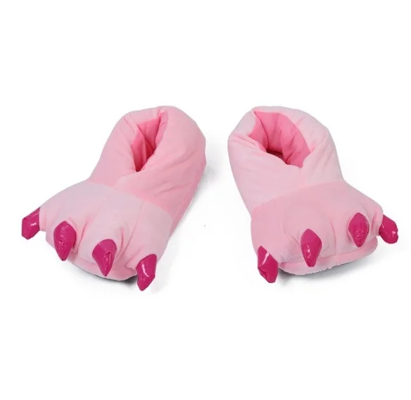 Женские тапочки в виде лап Плюшевые с мультяшными рисунками Детская обувь перьями и забавными птицами