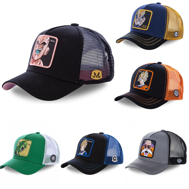 Новые летние Бейсбольные кепки с мультяшным драконом Z Сетка Snapback Аниме Вышивка