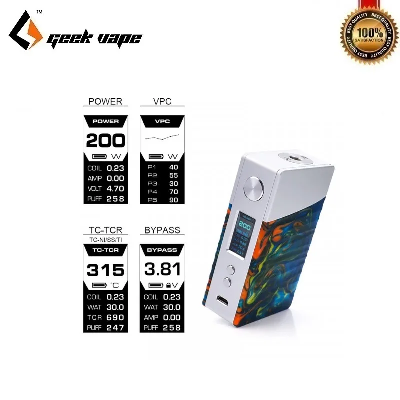Набор электронных сигарет оригинальный набор Geekvape Nova 200 Вт Комплект 18650 TC коробка