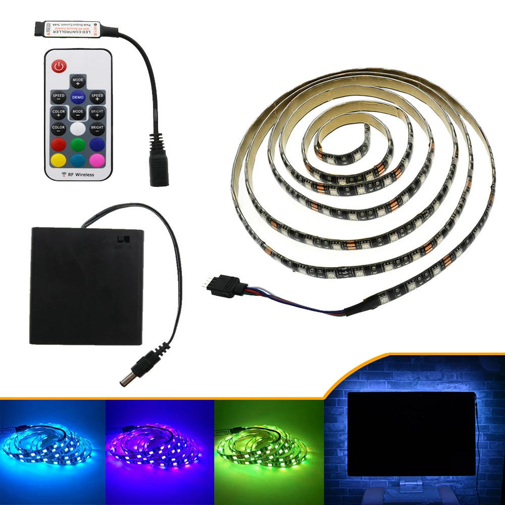 Светодиодная лента 5050 RGB 5 В черная PCB для самостоятельного освещения