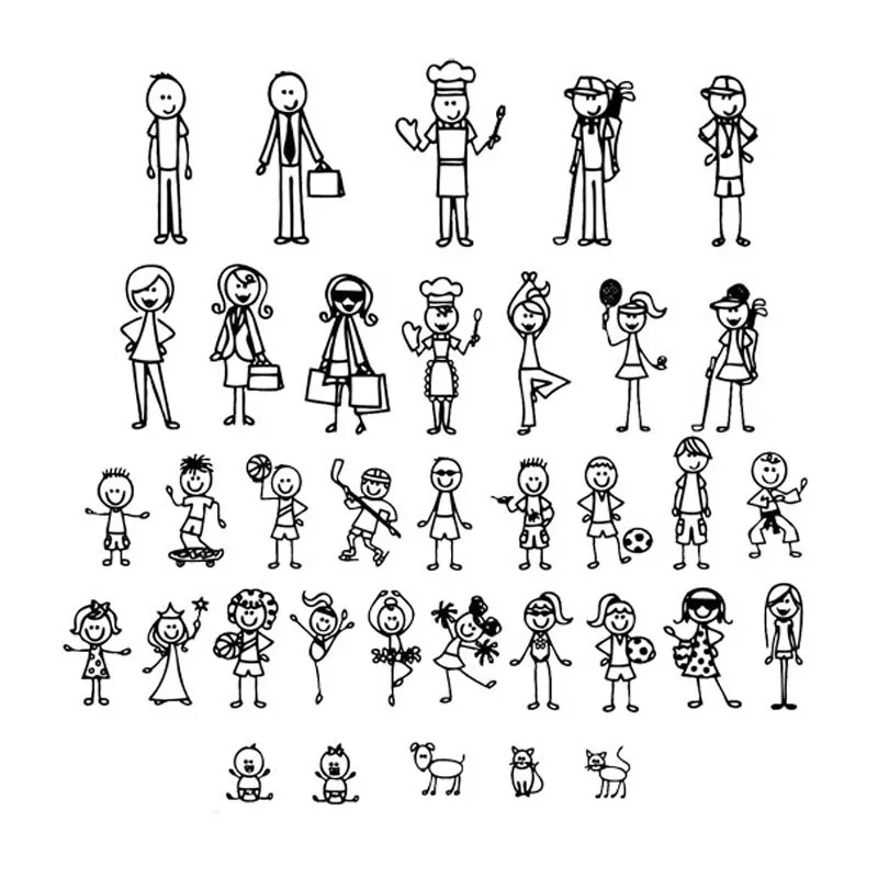 Для автомобильного стайлинга индивидуальный дизайн Stick Figure наклейки на семейный