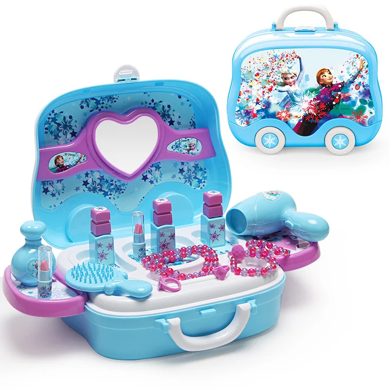 Beauty & Fashion Toys 2019 new  Disney  Frozen  makeup suitcase children's play simulation dressing table toy set birthday gift