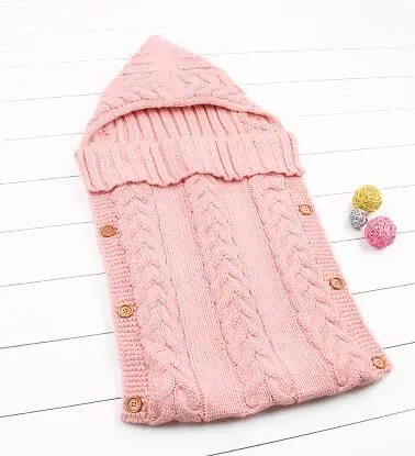 82W261 Pink Детские спальные мешки, зимние теплые флисовые пеленальные одеяла для младенцев 0-6 м, белье для коляски, детский спальный мешок - Цвет: 82W261 Pink