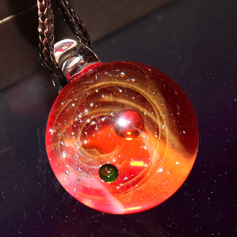 Звездное небо стекло ожерелье с шариком Вселенная цветная Глянцевая подвеска