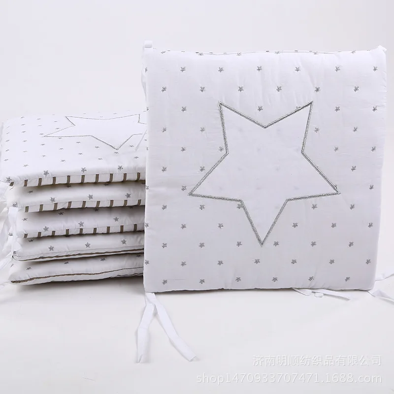 

6Pcs / Sets Cotton baby bed bumper around Embroidered Star infant crib bumper breathable baby crib protection 30*30cm/1pcs