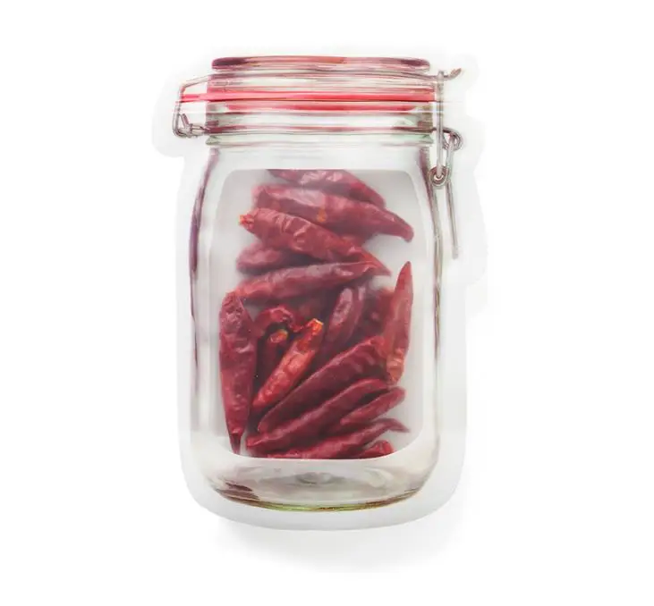 Wholesale Mason Jar Shaped Food Container Plastic Bag Clear Bottle Modeling Zippers Storage Snacks Box SN1206 | Дом и сад