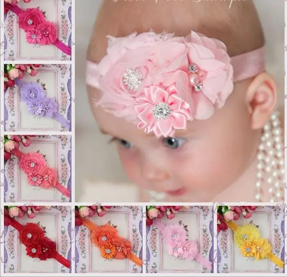 

YH437 Cute Baby Rose Flower Band Chiffon Lace Baby Headband Ribbon Elasticity Hair Accessories Headwear