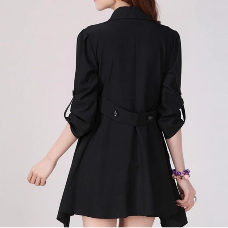 

Zogaa Women Coat Open Stich Workwear Office Casual Trench Coat Plus Size 3/4 Sleeve Pure Color Women Autumn Spring Overcoats