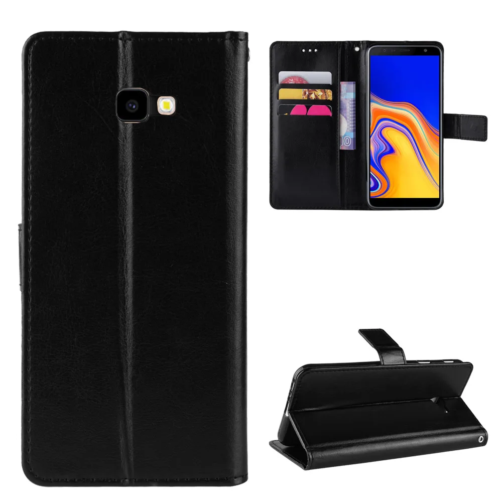 Кожаный чехол-бумажник с откидной крышкой для Samsung Galaxy J4 + Plus чехол телефона