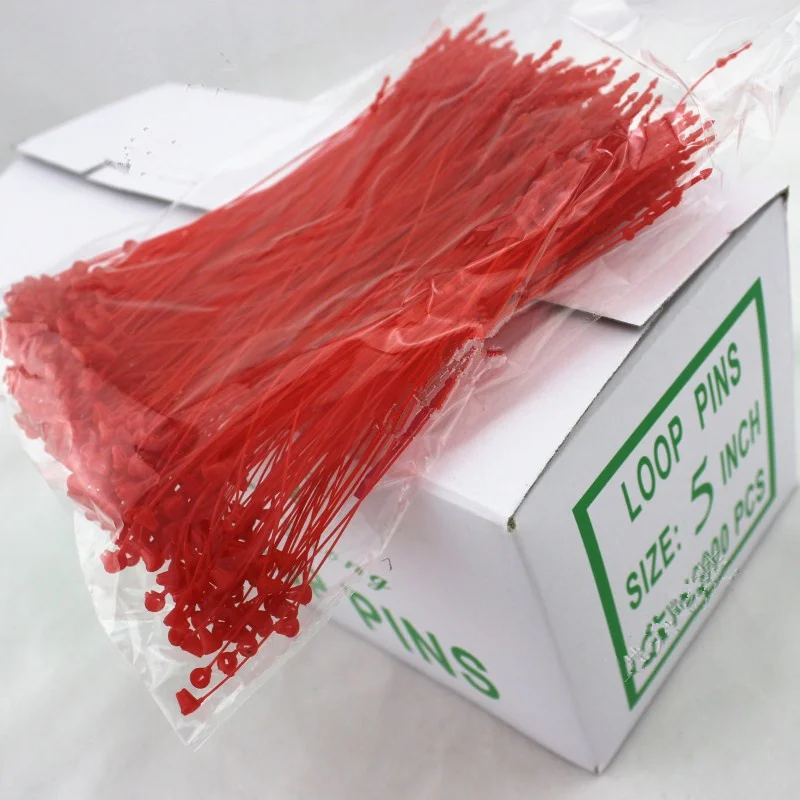 

5000 шт. 5 "Красный ценник для одежды, зажимы, Петля безопасности, защелка, пластиковая бирка, зажим, подвесные Галстуки