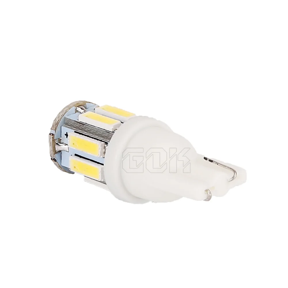 50 шт. t10 светодиодный Белый свет T10 10 SMD 168 194 W5W светодиодный 194 168 t10 10SMD 7020 светодиодный клин лампа DC12V для автомобиля света