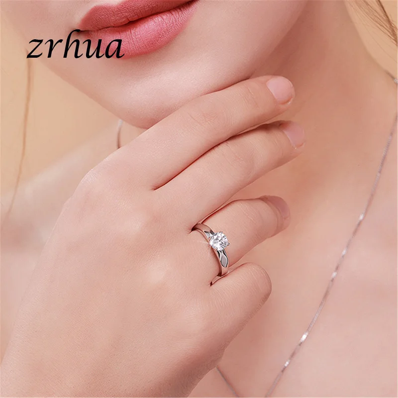 Классические бриллиантовые серебряные парные кольца ZRHUA для мужчин и женщин