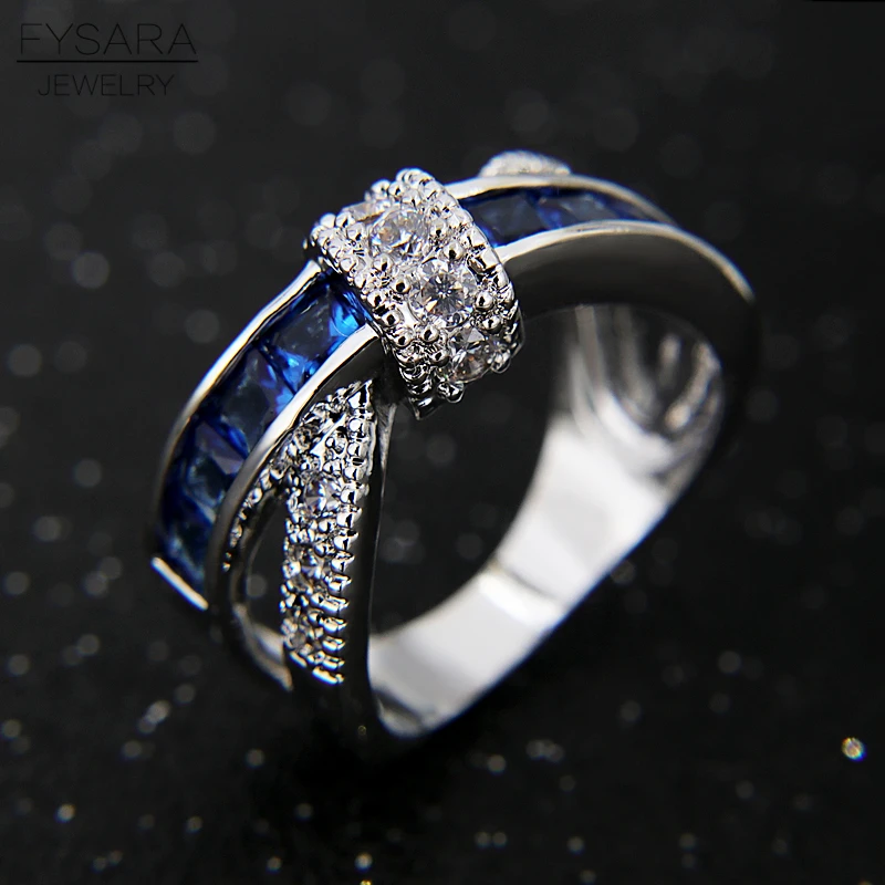 Женское Обручальное Кольцо FYSARA роскошное обручальное кольцо с синими