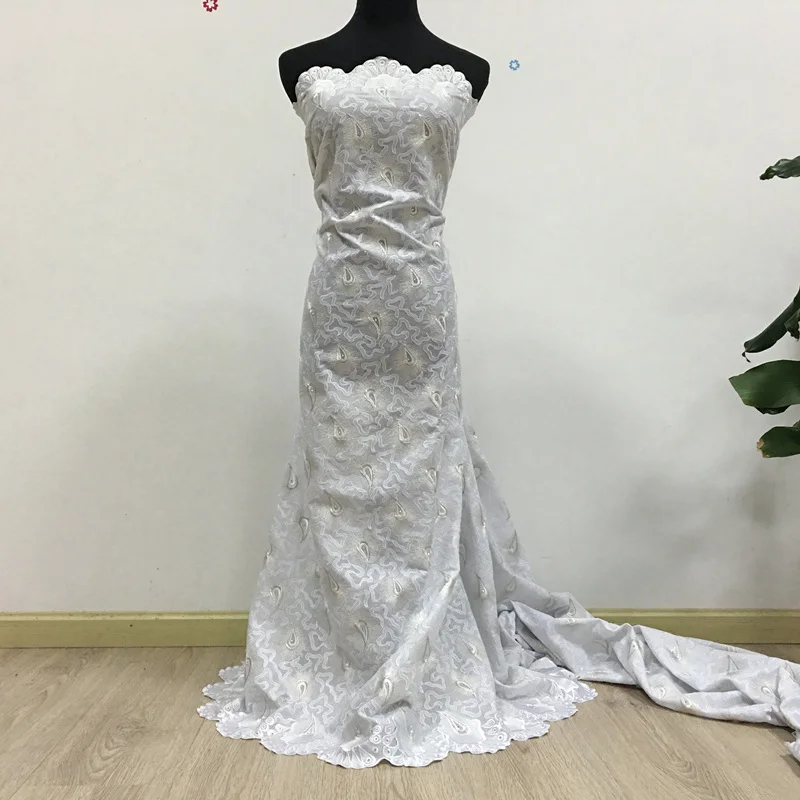 Высококачественная африканская швейцарская хлопковая вуаль кружево 067 чистый