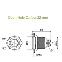 1pcs yt1187 metal shell led signal lamp 24 v open hole caliber 22 mm led waterproof free shipping 5 colors